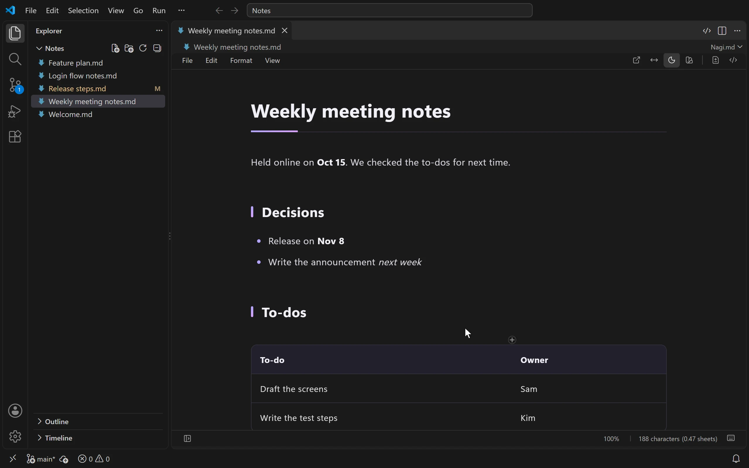 A document with the Aurora Violet theme in VS Code's dark theme